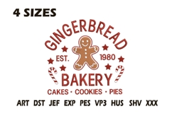 Gingerbread Bakery Christmas Embroidery Design Product Image 1