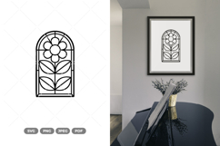 Floral Glass Art Outline SVG &amp; Clipart Product Image 1