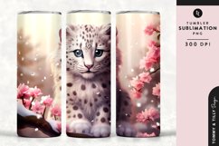 Christmas Snowy Animal Leopard Tumbler Wrap PNG Sublimation Product Image 1