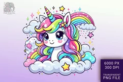 Adorable Baby Rainbow Unicorn Png Clip Art Product Image 1