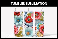 6 Embroidered Flowers Seamless Tumbler Sublimation Product Image 2