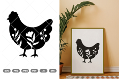 Floral Farm Chicken SVG &amp; Clipart Product Image 1
