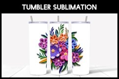 6 3D Vinca Flowers Tumbler Sublimation | Paper Quilling Product Image 2
