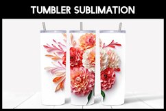 6 3D Carnations Flowers Tumbler Sublimation | Paper Quilling Product Image 2