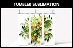6 3D Kiwi Flowers Tumbler Sublimation | Paper Quilling Product Image 2