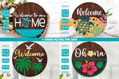 4 Hello Summer Wood Sign SVG I Summer Welcome Door Product Image 1