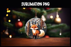 3D Fox Christmas Ornament Round Sign I Winter Round Sign Product Image 1