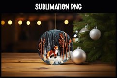 3D Fox Christmas Ornament Round Sign I Winter Round Sign Product Image 1