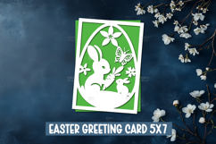 Happy Easter paper cut greeting card 5x7 I Cameo Cricut Product Image 1
