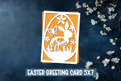 Happy Easter paper cut greeting card 5x7 I Cameo Cricut Product Image 1