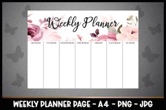 Weekly Planner Planner A4 , Watercolour Flowers, Printable Product Image 1