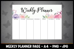 Weekly Planner Planner A4 , Watercolour Flowers, Printable Product Image 1