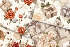 Romantic Sepia Valentine: Vintage Rose Seamless Patterns Product Image 3