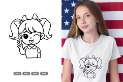Girl Cartoon Doodle SVG &amp; Clipart Product Image 1