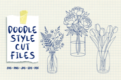 Floral Vase Doodle Line Art Cut Files Product Image 1