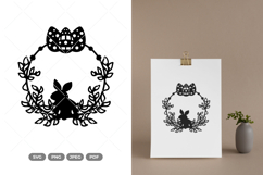 Easter Bunny Wreath SVG &amp; Clipart Product Image 1