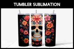 3D Skulls with Flowers Tumbler Sublimation |3D Halloween Product Image 3