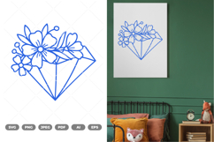 Floral Diamond SVG &amp; Clipart Product Image 1