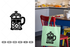 Floral French Press Silhouette SVG &amp; Clipart Product Image 1