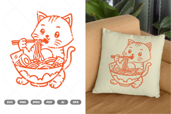 Cat Eating Ramen SVG &amp; Clipart Product Image 1