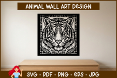 Tiger Wall Art SVG, Woodland Animal Papercut Design Product Image 1