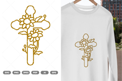 Floral Cross SVG &amp; Clipart Product Image 1
