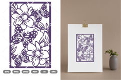Butterflies And Flowers Ornament SVG &amp; Clipart Product Image 1