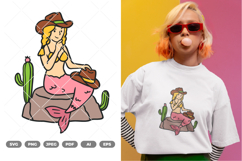 Mermaid Cowgirl Colored SVG &amp; Clipart Product Image 1
