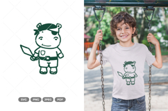 Kawaii Hippo Pirate SVG &amp; Clipart Product Image 1