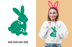 Floral Easter Bunny Silhouette SVG &amp; Clipart Product Image 1