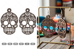 Sugar Skull Earrings SVG &amp; Clipart Product Image 1