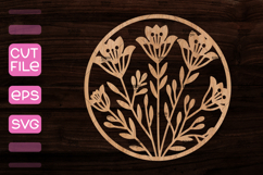 Round Sign with Flowers SVG,Wood cut round sign SVG Product Image 1