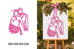 Wedding Couple Monoline SVG &amp; Clipart Product Image 1