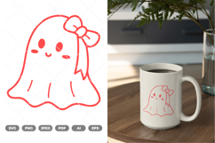 Cute Ghost with Bow SVG &amp; Clipart Product Image 1