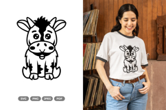 Kawaii Cow SVG &amp; Clipart - Sitting Cow Product Image 1