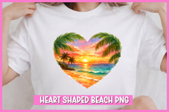 Heart Shaped Beach Watercolor Clipart I Valentine Watercolor Product Image 1