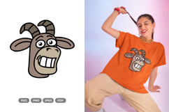 Smiling Goat SVG &amp; Clipart - Smiling Animal Product Image 1