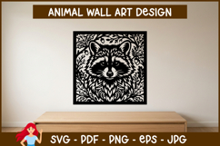 Raccoon Floral Wall Art SVG, Woodland Animal Papercut Design Product Image 1