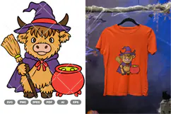 Highland Cow Halloween Colored SVG & Clipart Product Image 3