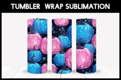 3D Pumpkins With Waterdrops Sublimation I Pink and Blue Product Image 1