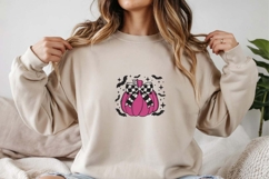 Pink Pumpkin Check Bow Embroidery Product Image 2