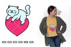 Cat and Heart Colored SVG &amp; Clipart Product Image 2