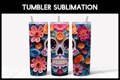 3D Skulls with Flowers Tumbler Sublimation |3D Halloween II Product Image 3