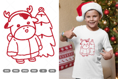 Kawaii Christmas Cow SVG &amp; Clipart Product Image 1
