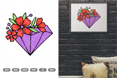 Floral Diamond Colored SVG &amp; Clipart Product Image 1