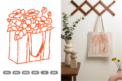 Floral Grocery Bag SVG &amp; Clipart Product Image 1