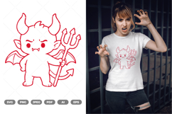 Kawaii Chibi Demon SVG &amp; Clipart Product Image 1