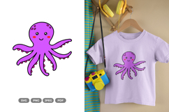 Kawaii Octopus SVG &amp; Clipart - Sea Animal Decal Product Image 1