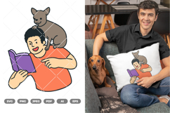 Man and Dog Colored SVG &amp; Clipart Product Image 1