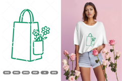 Floral Shopping Bag SVG &amp; Clipart Product Image 1